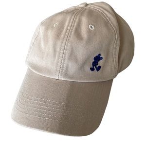 Disney Beige Baseball Cap with Blue Mickey Embroidery
